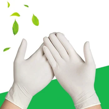 

50pcs Disposable Latex Gloves Kitchen White Non-Slip Acid and Alkali Laboratory Rubber Latex Gloves Household Cleaning Products