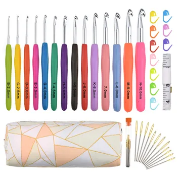 

1Set Soft Handle Crochet Set Set Big Size Soft Handle Crochet Needles Yarn Weave Knitting Needles Set With Bag
