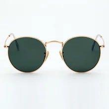 Настоящие стеклянные линзы UV400 ретро круглые солнцезащитные очки es для мужчин и женщин Роскошные Дизайнерские Брендовые женские очки 3447