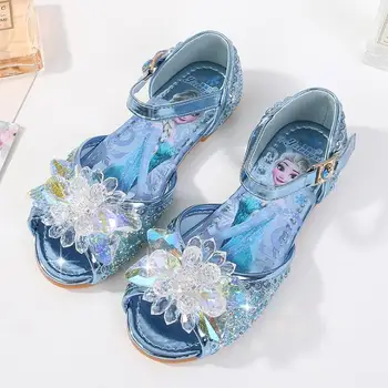 

Girls Sandals Kids Princess Sandals Children Flat Sandals Sequins With Bow-knot Sweet Elsa Princess Party Wedding Glitter Shoes