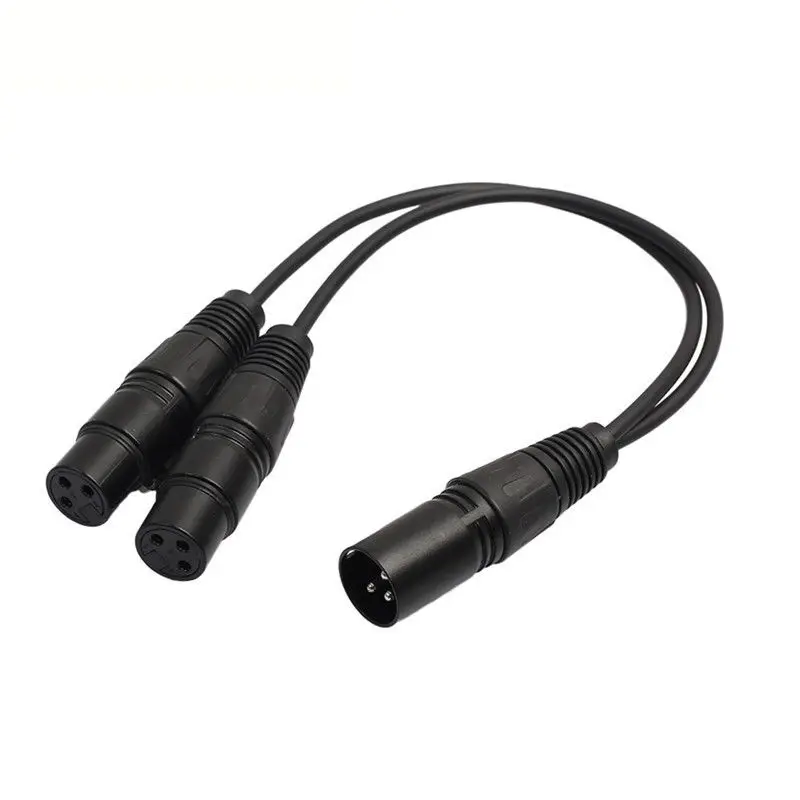 Черный кабель 3-контактный XLR штекер адаптера для Dual 2 Женский 0,3 M Y сплиттер 16 AWG микрофон полезной деталью