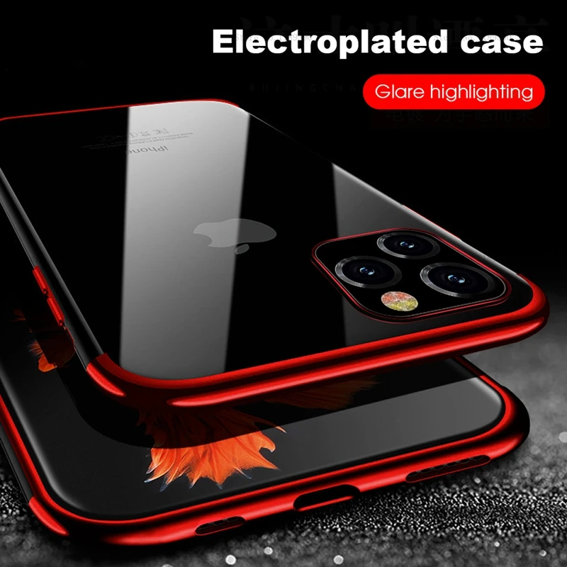 Роскошный Гальванизированный чехол для iPhone 11 Pro Max 2019 Ультратонкий Прозрачный XS MAX