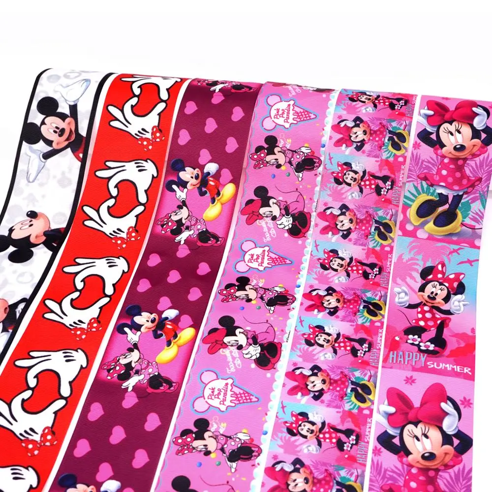 

Free shipping 50 yard per size mickey ribbon printed grosgrain ribbon 31031