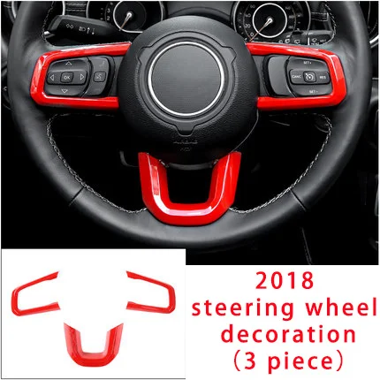 wheel decoration Для Jeep Wrangler 18-20 Красный Руль украшения хромированная формовочная отделка 3 шт - Цвет: wheel decoration