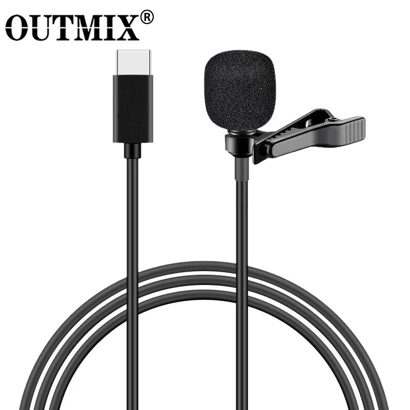 

1.5m USB C Microphone Mic Audio Mini Lapel Lavalier Clip on Condenser Microphones Mic with Type C Plug for Huawei Xiaomi Phone
