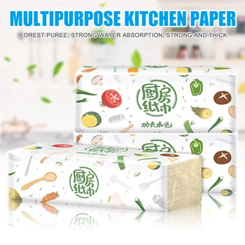 

3 Packs Strong Oil-absorbing Kitchen Tissue Wood Pulp Water Absorption Paper Towel KSI999