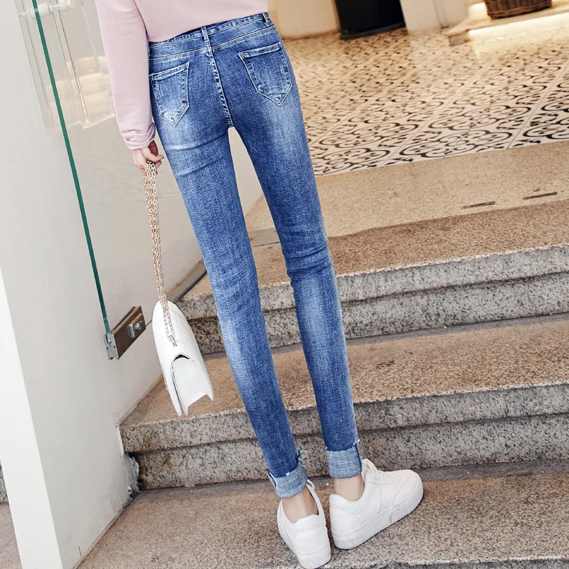 Ripped Jeans Female Pencil Pants Extra 