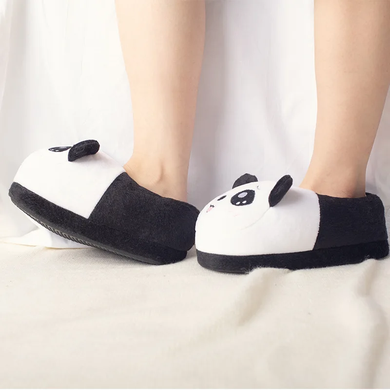 Suihyung/плюшевые тапочки с милой пандой; детская зимняя теплая Домашняя обувь; домашние тапочки для мальчиков и девочек; хлопковая обувь без застежки с изображением животных