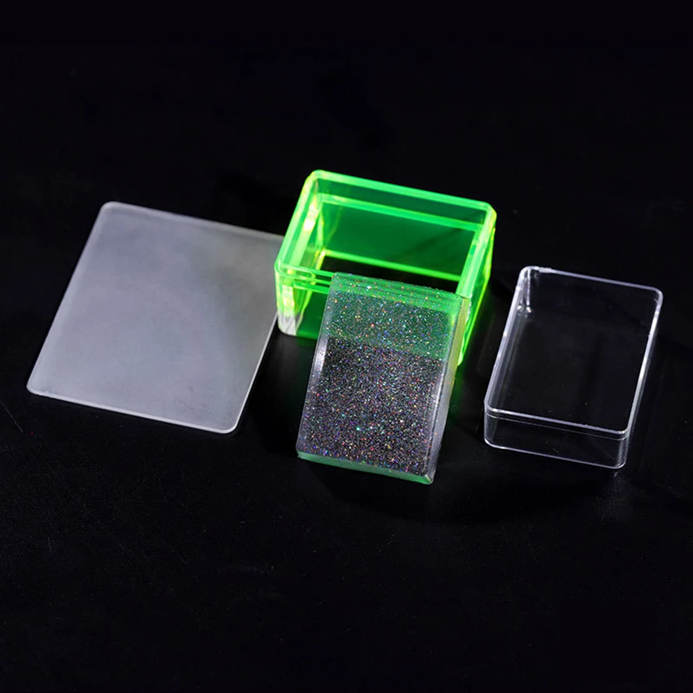 Флуоресцентный лазер для нейл-арта силиконовые штамповочные пластины шаблоны чистый скребковый нож прозрачный с крышкой штамп для ногтей искусство