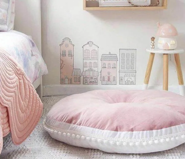 

Cotton PomPoms playmate children round cushion sofa cushion carpet crawl pad Play mat/Infant floor cushion 90CM diameter