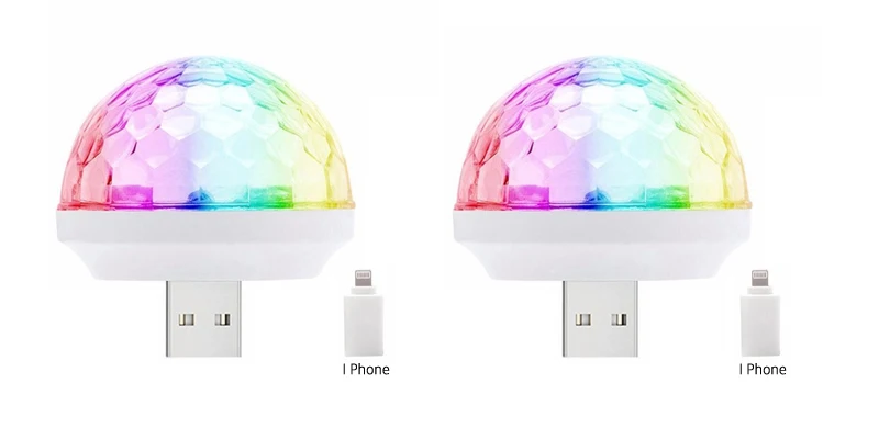 Световой сценический эффект USB 5 в диско-шар DJ вечерние праздничное освещение, Рождество проектор+ Micro type C Android I телефонный разъем - Испускаемый цвет: 2pcs Ball I Phone