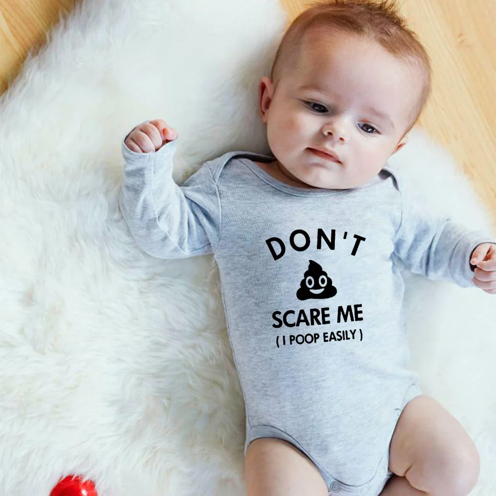 Don't Scare Me I Poop/Новинка; Лидер продаж; комбинезон для новорожденных мальчиков и девочек; комбинезон с длинными рукавами; Забавный хлопковый