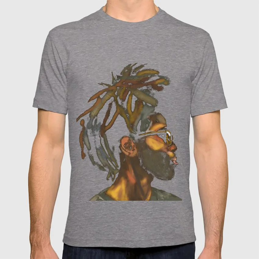 Stacked Locks#MixedMediaPainting T shirt mixed media original art cool art man human portrait face hair glasses