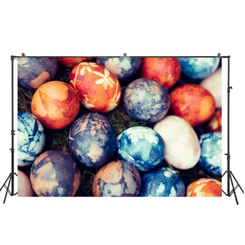 

HuaYi art fabric photography colorful eggs decoration background photography backdrops easter day photoshoot XT-6375