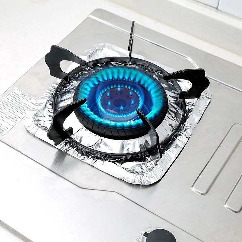 Thickened Gas Stove Protector Stove Burner Aluminum Foil Stovetop Cooker Cover Kitchen Accessories Gas Range Protection 10Pcs