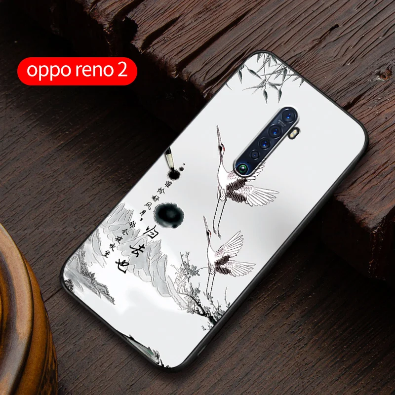 Чехол reno2 с тиснением в винтажном Восточно-Азиатском китайском японском стиле для Oppo Reno 2 Reno 2Z Снежная гора - Цвет: 2 reno2