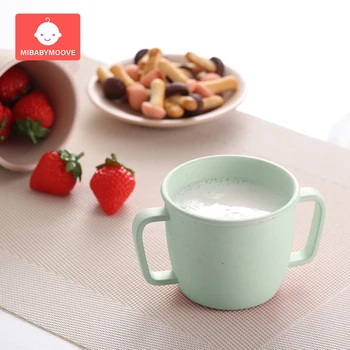 

Baby Cups Bamboo Fiber Environmental Kids Cup for Child Feeding Cup Double Handle Eco-Friendly Milk Drink Cup For Baby Drinking