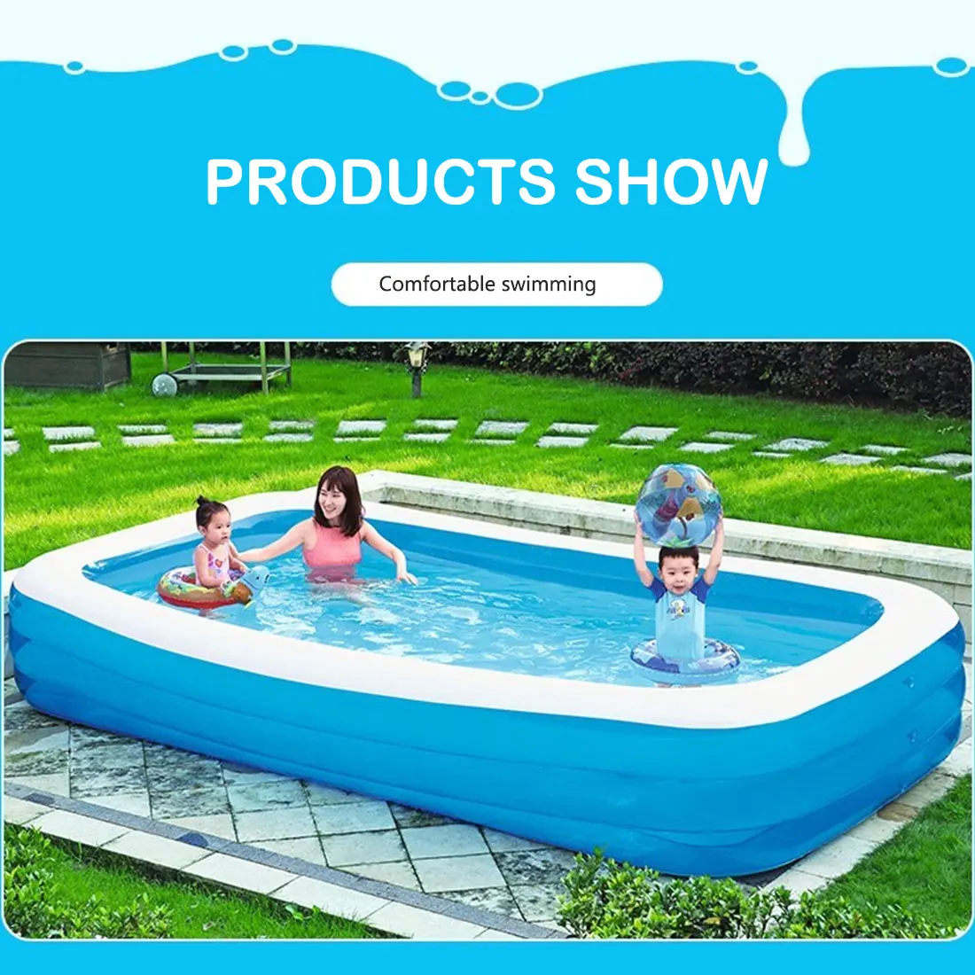 

Summer Thickened Inflatable Swimming Pool Children Adults Bathing Tub Baby Home Use Paddling Pool Inflatable Square Kids Pool