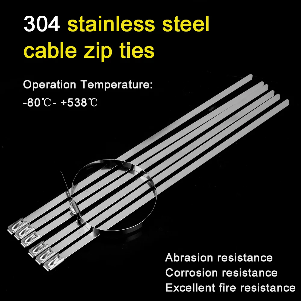 Abraçadeiras de Aço Milímetros de Largura Metal Envoltório Escape Tiemulti-purpose Self-locking Cabo Laços Zip Inoxidável 4.6 100 Pçs - Set 4 Cheap Fixadores de cabo