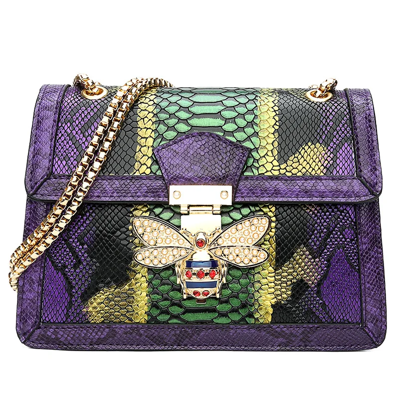 

JUILE New Handbags High Quality Woman Serpentine Leather Bags Luxury Handbag Women Designer Girl Shoulder Bag For Party Evening