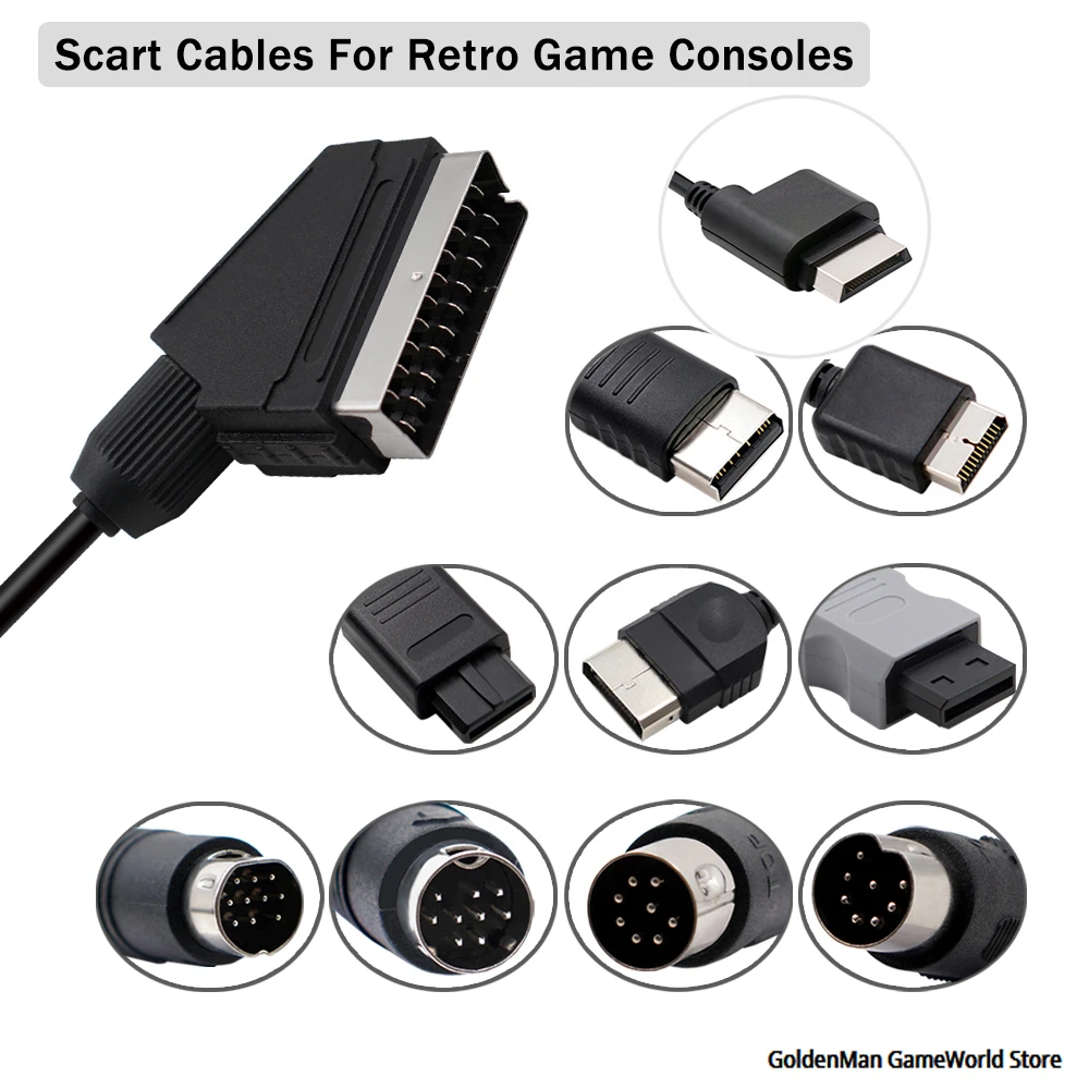 1.8m RGB Scart Cable For PS2/PS1/PS3/SEGA Mega Drive1/MD2/DC Dreamcast