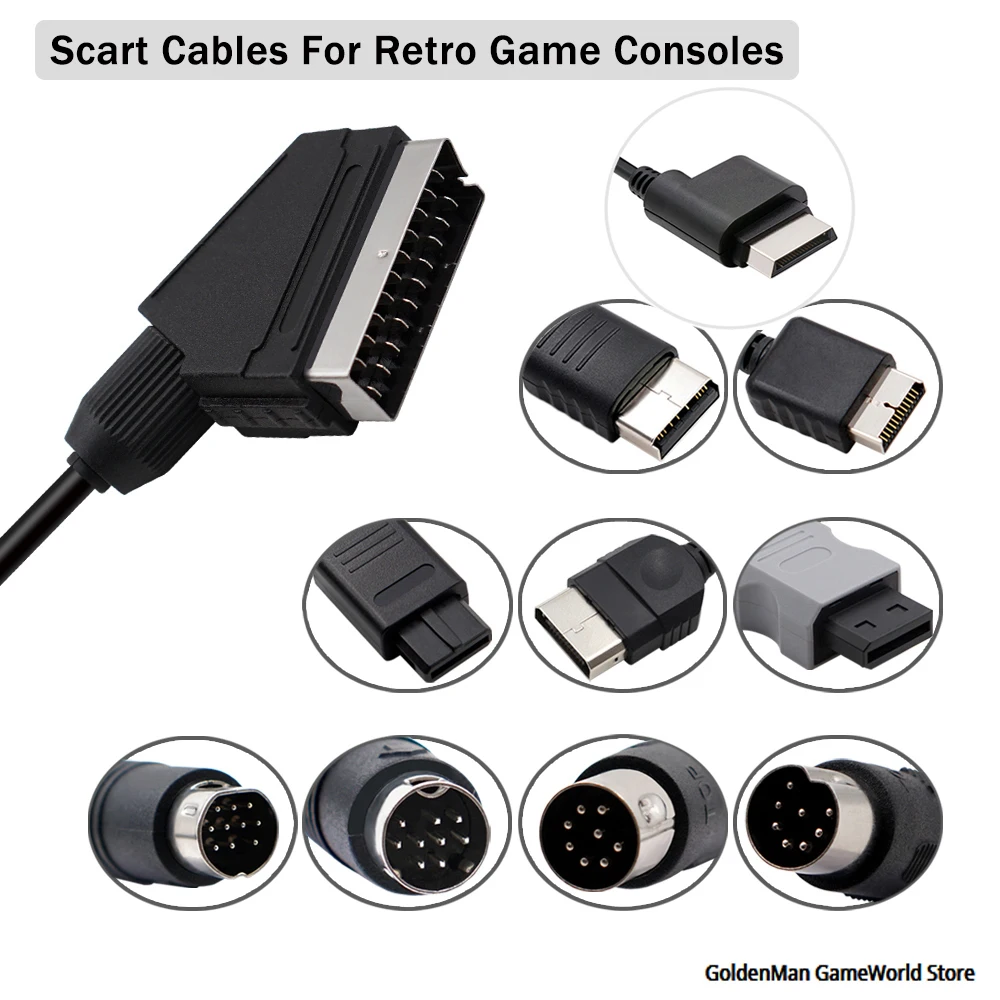 voksen ler unse BitFunx 1.8m RGB Scart Cable For PS2/PS1/PS3/SEGA Mega Drive1/MD2/DC  Dreamcast/Saturn/XBOX/XBOX 360 Retro Video Game Consoels - AliExpress