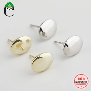 

ElfoPlataSi Real 925 Sterling Silver Fashion Sweet Geometric ellipse Charm Stud Earring For Women Wedding Fine Jewelry DA1911