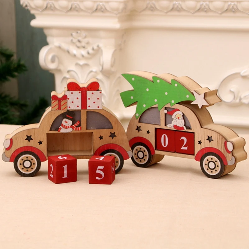 Деревянные рождественские календари, рождественские украшения для дома, рождественские украшения, креативные рождественские подарки