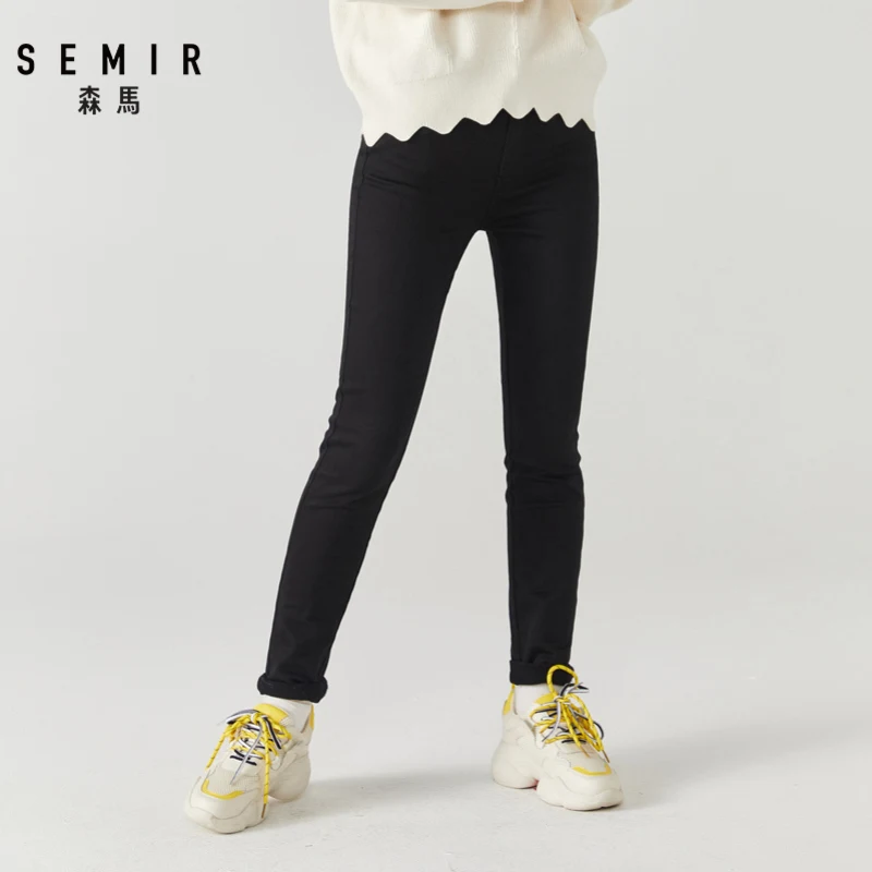SEMIR повседневные женские брюки Зимние новые узкие брюки для взрослых простые однотонные базовые брюки хлопковые женские брюки