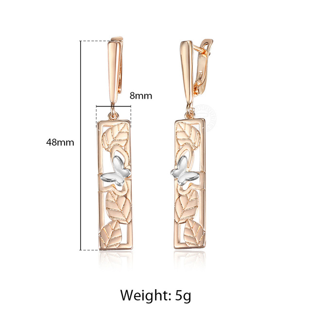 Butterfly Pink CZ Womens Lady Earrings Rose Gold Filled Snap Closure Oval Cubic Zirconia GE67A