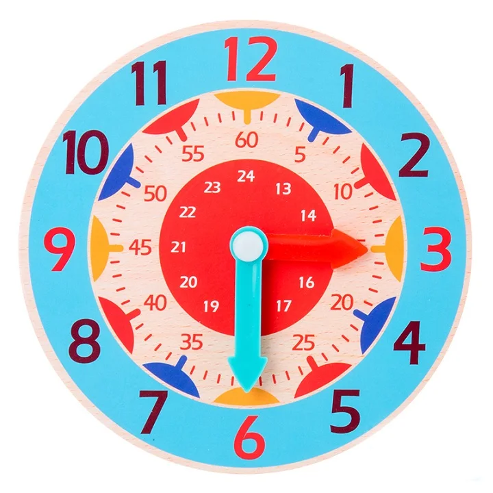 Children Montessori Wooden Clock Toys Hour Minute Second Cognition Colorful Clocks Toys for Kids Early Preschool Teaching Aids 10