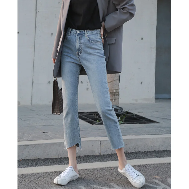 

2020 Spring Summer High Waisted Jeans Skinny Ankle-Length Pants Pencil Zipper Fly Sale Items Korean Fashion Womens Clothes
