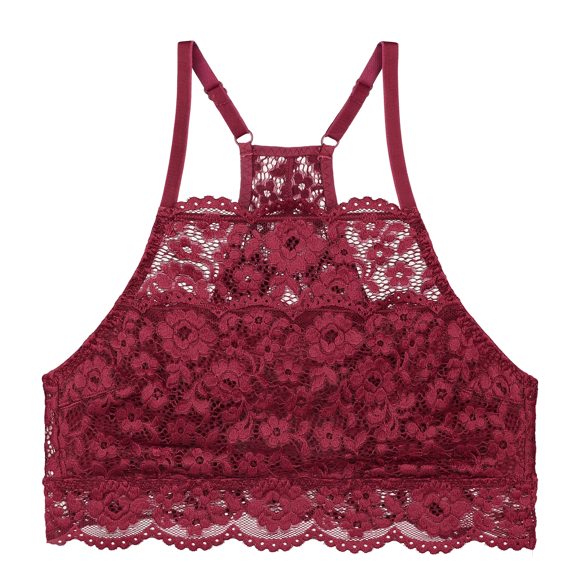  Womens Lace Racerback Bralette Sexy Cami Crop Top Pink