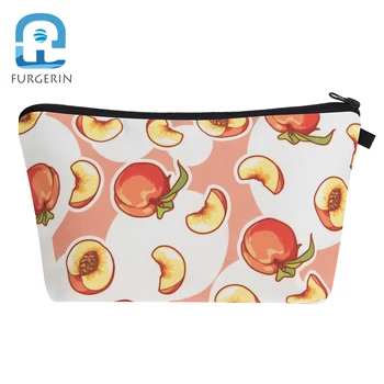 

Peach Travel Cosmetic Bag For Women Zip Lock Makeup Bags Toiletries Organizer Cute Female Storage Make Up Cases