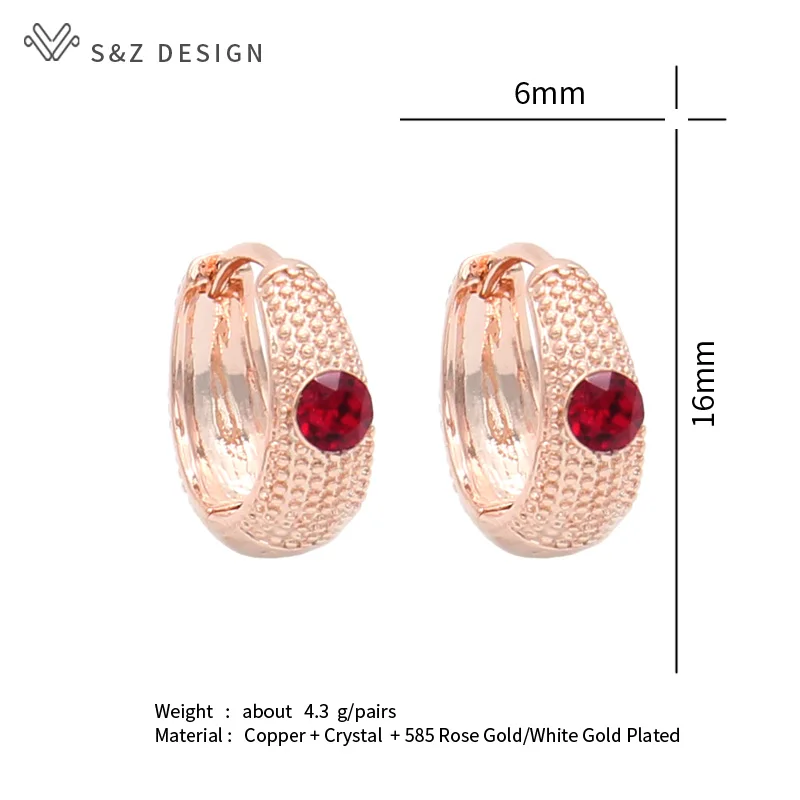 S&Z DESIGN New Fashion Fine Colorful Crystal Dangle Earrings For Women Girl Wedding Party Jewelry 585 Rose Gold Color Eardrop