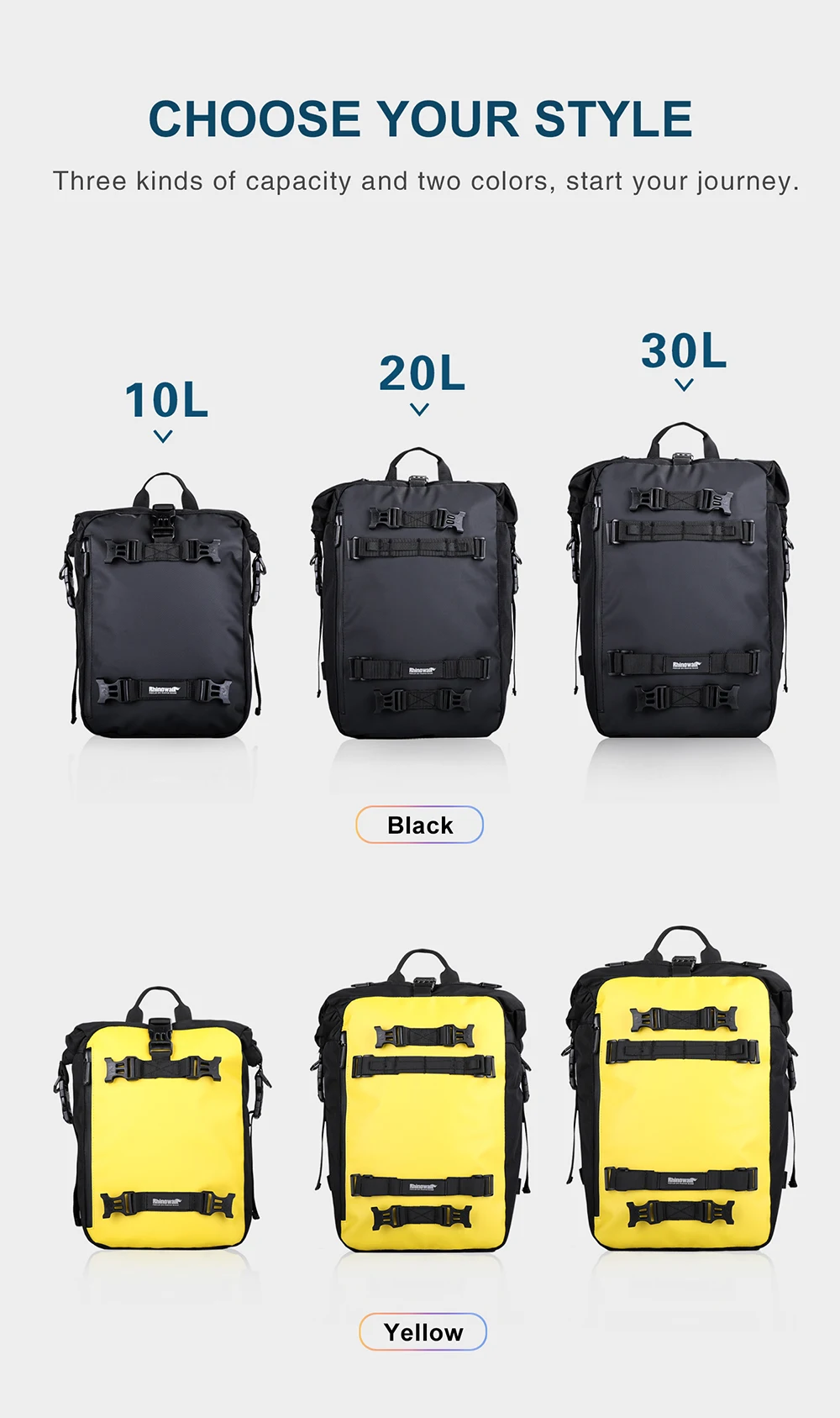 Rhinowalk Motorcycle Motocross Rear Seat Bag 10L 20L 30L Waterproof Luggage Pack Multi-Function 4 IN 1 Bumper Modification Bale (4)