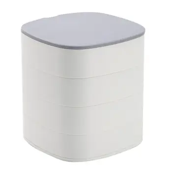 

4 Layer Rotatable Jewelry Box Ring Necklaces Organizer Case K4UA