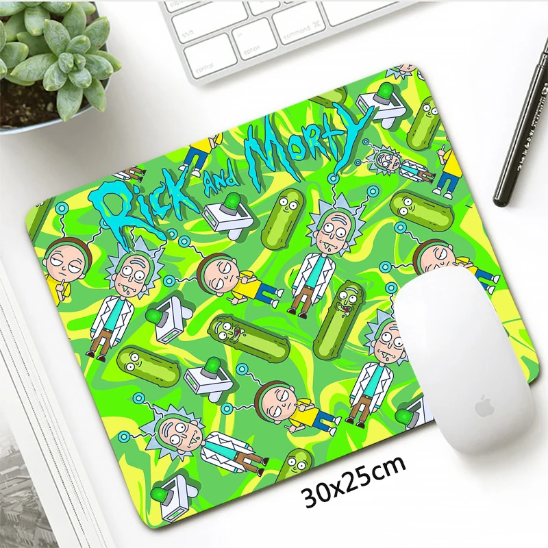 Маленький размер аниме Рик и Морти коврик для мыши Мультфильм Крутой 30x25 см резиновая прочная Блокировка края игровой геймерский коврик для мыши Коврик для мыши