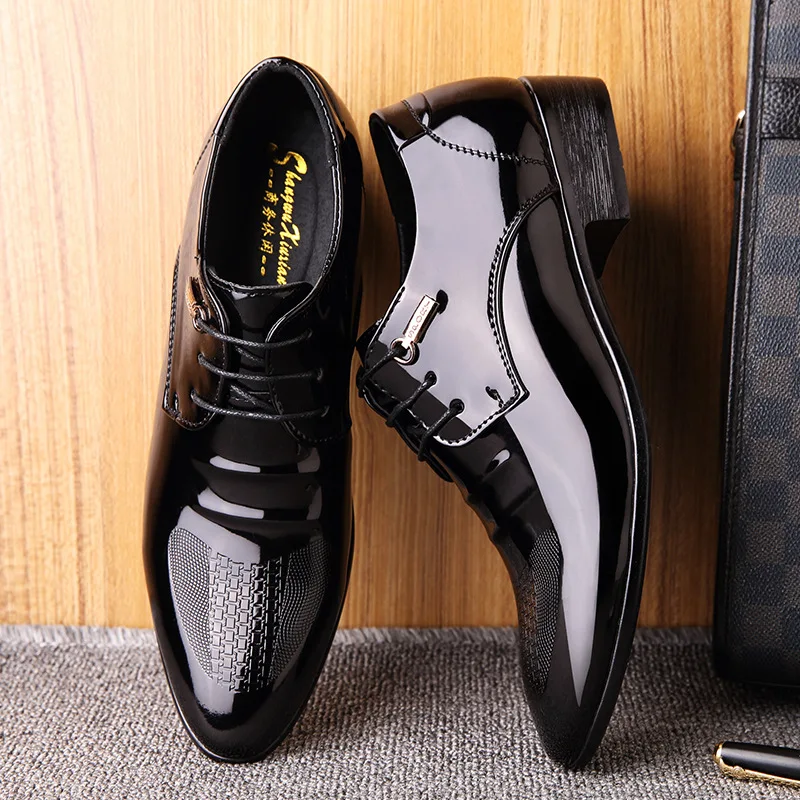 

Mazefeng Men Wedding Shoes Microfiber Leather Formal Business Pointed Toe for Man Dress Shoes Men's Oxford Flats Plus Size 38-48