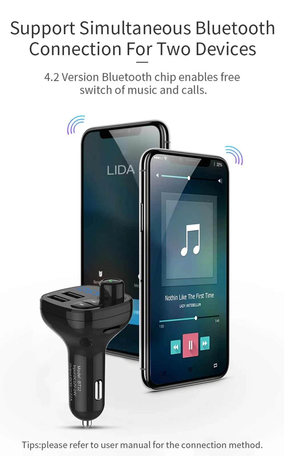 Беспроводной Bluetooth автомобильное зарядное устройство 3.1A MP3-плеер USB зарядное устройство Громкая связь приемник автомобильный комплект аксессуары# PY15