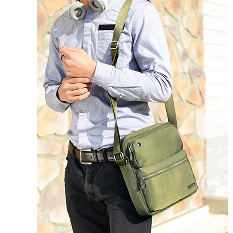 

Solid Flap Bag Men Contracted Joker Crossbody Bag College Style Nylon Messenger Bag Lightweight Practical Shoulder Bag