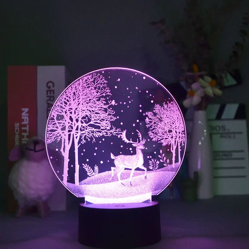 Новинка 3d-лампа в виде животного лось искусственная иллюзия ночник Детская лампа