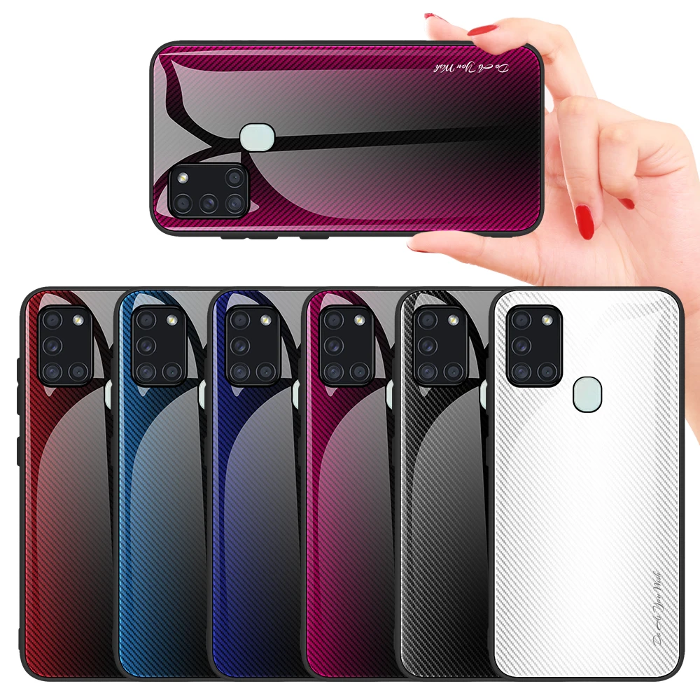 Чехол для телефона из закаленного стекла с градиентной текстурой Samsung Galaxy A21s A41 A51