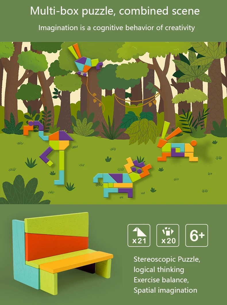 MiDeer Детские Игрушки Tangram раннее образование 6Y+ Красочные Творческие математические деревянные воображения безопасности интеллект блоки игрушки