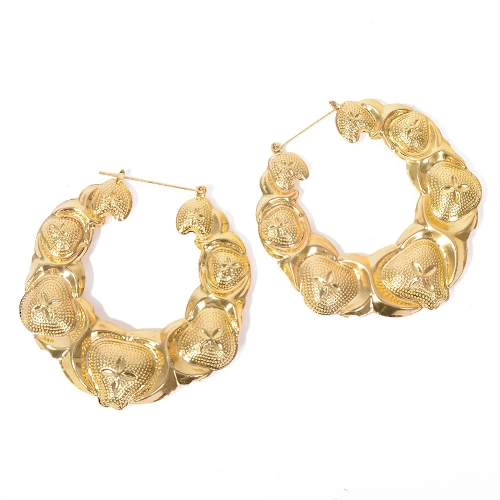 Серьги Brincos Para As Mulheres, большие бамбуковые серьги-кольца, Золотые серьги в стиле хип-хоп для девушек, большие круглые серьги-гвоздики для клуба уличных танцев