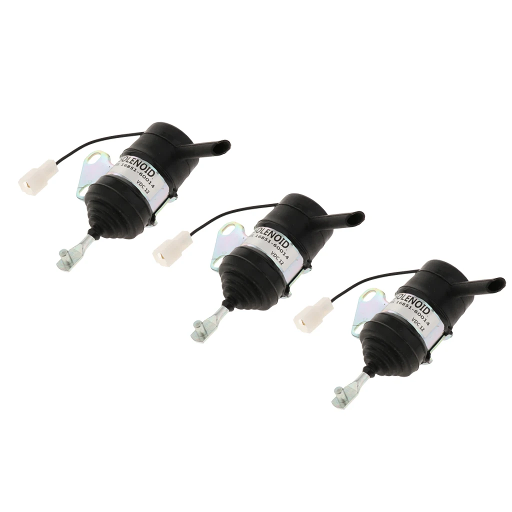 MagiDeal 3 x 16851-60014 Fuel Shut Off Solenoid for Kubota Tractor Excavator