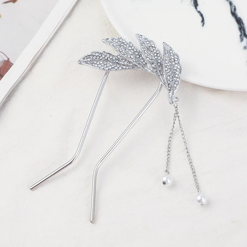 Fashion Rhinestones Metal Hair Sticks Tassel Hair Combs for Women Hair Accessories Ponytail Holder Hairpin Hairstyle Stick Clips flapper headband Hair Accessories