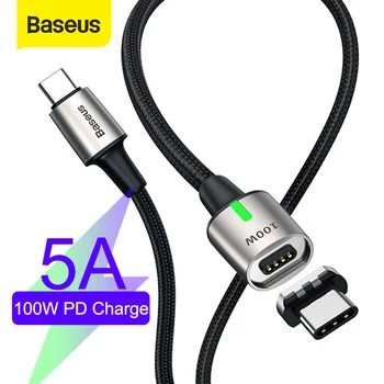 

Baseus Magnetic Cable 100W/5A Type C to Type C Cable for Redmi Note 9s PD Fast Charging for MacBook Pro USB Cable for Huawei P40