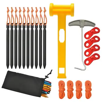 

10PCS Outdoor Camping Aluminum Alloy Tent Nails Windproof Rope Set Sports Accessories Hiking Camping Tent Peg Nails