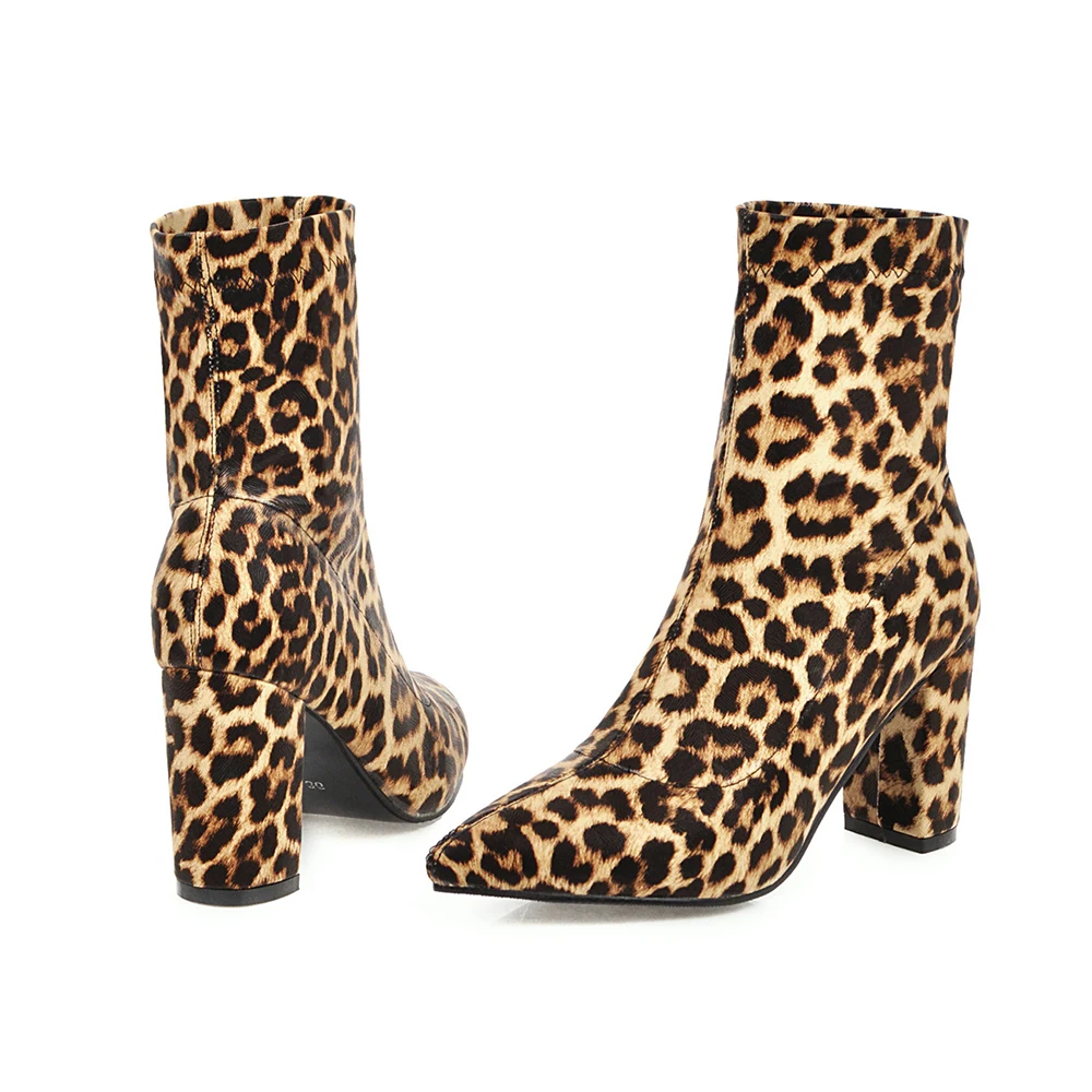 Женские ботинки в европейском стиле; женские эластичные ботинки в британском стиле; леопардовые Ботинки Martin; Botas; сезон осень-зима; высокие сапоги